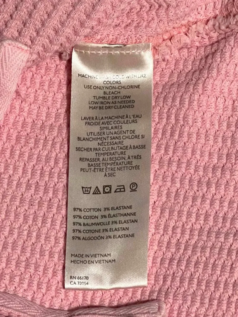 We The Free Top Slouchy Oversized Waffle Knit V-Neck Pink Dogwood Size XS